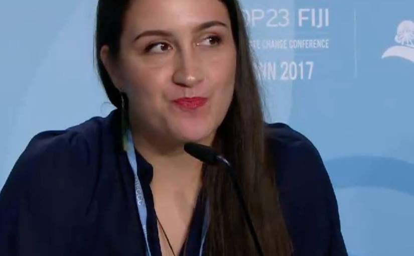 Kera Sherwood-O'Regan speaking at the United Nations COP 23 Climate Conference in Bonn, Germany.